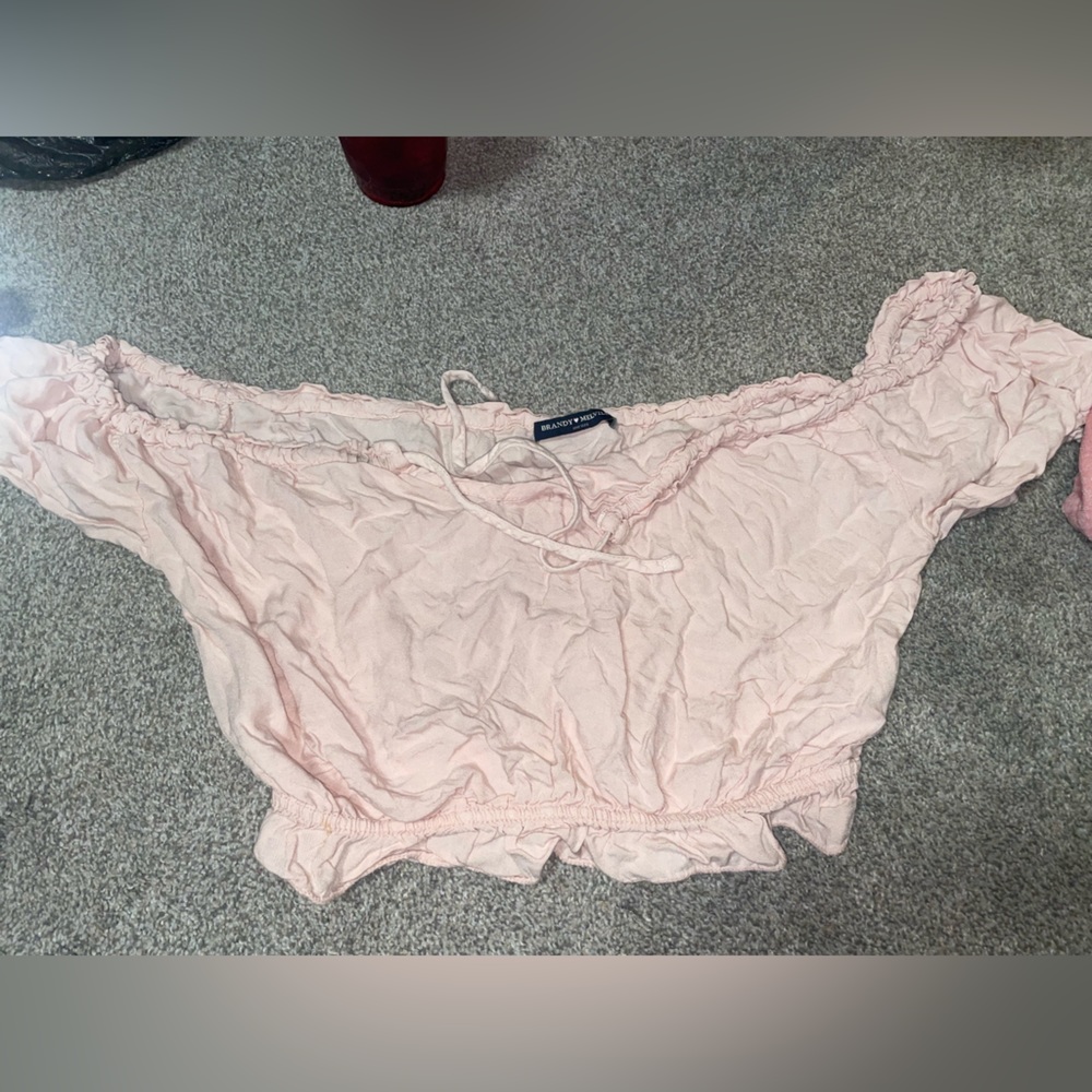 Brandy Melville pink off the shoulder top- Size-OS. (Will be ironed)